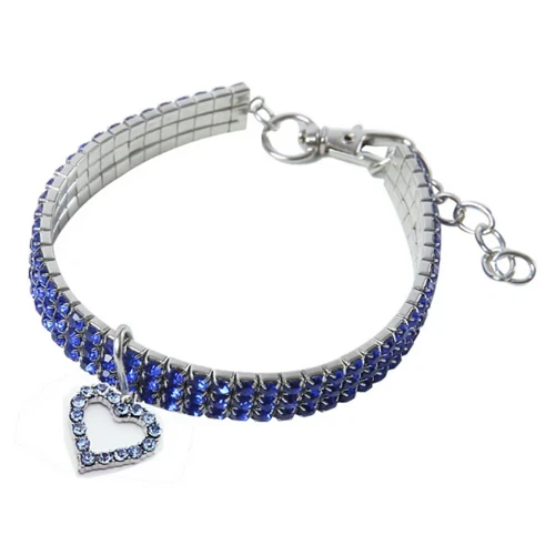 Collier Chihuahua : Diamant + Coeur Bleu