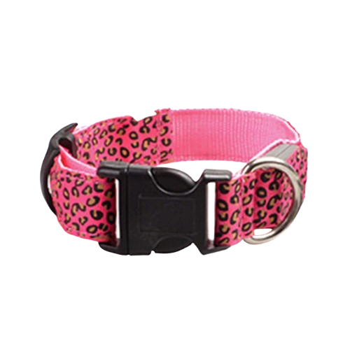Chihuahua-Halsband: Rosa LED-Leopardenmuster