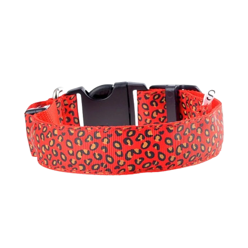 Chihuahua-Halsband: Rotes LED-Leopardenmuster