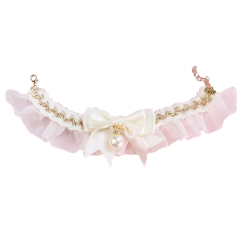 Chihuahua Collar: Bow Tie + White Pearl