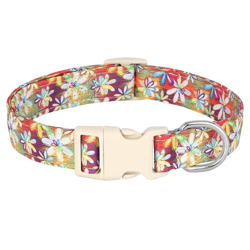 Collier Chihuahua : Fleurs Rouge