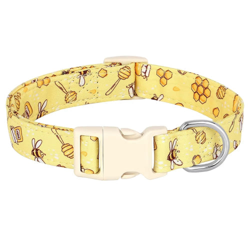 Collier pour Chihuahua en tissu jaune avec motifs fleurs. Tendance, pour offrir confort et sécurité à votre petit chien ou chat