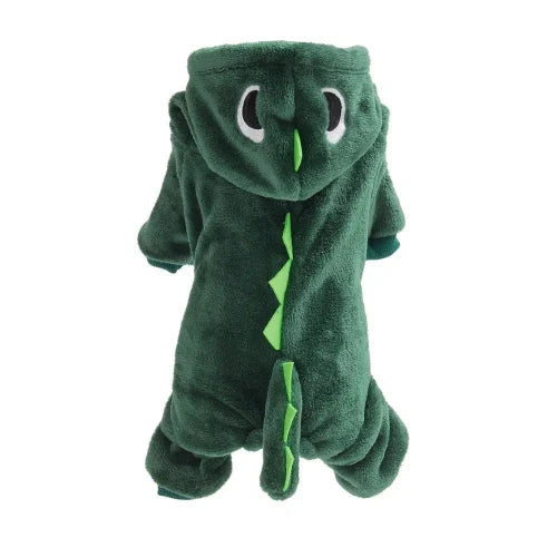 Déguisement Chihuahua : costume de dinosaure vert confortable et tendance, parfait pour les fêtes, évènements, anniversaires ou halloween – taille parfaite pour les petits chiens - vue de dos