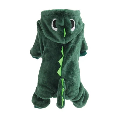 Déguisement Chihuahua : costume de dinosaure vert confortable et tendance, parfait pour les fêtes, évènements, anniversaires ou halloween – taille parfaite pour les petits chiens - vue de dos