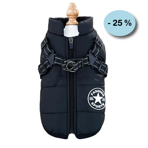 Manteau pour Chihuahua : Doudoune noire avec harnais intégré pour Chihuahua – Pratique, idéale pour votre petit chien ou chat. Article en promotion -25%