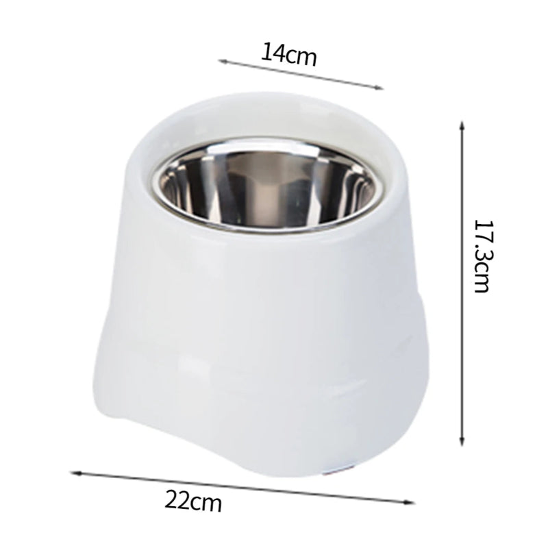 Gamelle pour chien : bol surélevé en plastique et inox. Adapté à tous les petits chiens et les chats. Vendue sur la boutique Mon Petit Chihuahua. Vue des dimensions