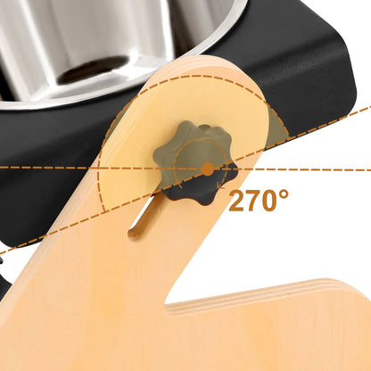 Gamelle double compartiment, surélevée, avec des bols en inox. Support en bois. Adaptée à tous les petits chiens et les chats. Vendue sur la boutique Mon Petit Chihuahua. Vue technique