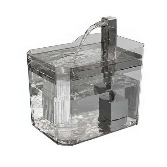 Fontaine à eau automatique. Couleur transparente. Adaptée à tous les petits chiens et les chats. Vendue sur la boutique Mon Petit Chihuahua.