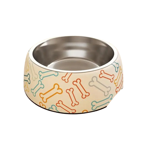 Gamelle Chien Inox motifs OS adaptée aux petits chiens et aux chats. Vendue sur la boutique Mon Petit Chihuahua.

