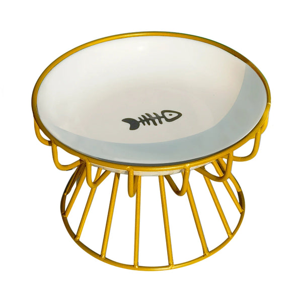 Dog Bowl: Ceramic with gold stand
