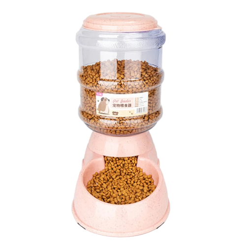 Gamelle distributeur automatique de grande capacité pour l’eau ou les croquettes. Adaptée à tous les petits chiens et les chats. Vendue sur la boutique Mon Petit Chihuahua. Couleur 
rose