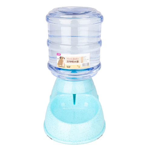Gamelle distributeur automatique de grande capacité pour l’eau ou les croquettes. Adaptée à tous les petits chiens et les chats. Vendue sur la boutique Mon Petit Chihuahua. Couleur 
bleue