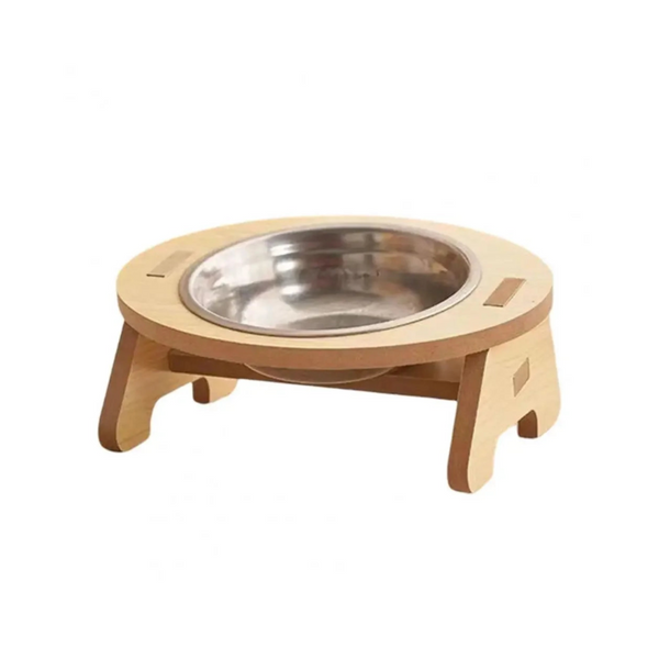 Dog Bowl: Simple wooden slanted