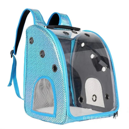 Sac à dos bleu et bulle transparente pour transporter votre Chihuahua - pour emmener partout votre petit chien ou chat