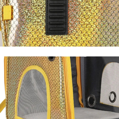Sac à dos jaune et bulle transparente pour transporter votre Chihuahua - pour emmener partout votre petit chien ou chat - zoom