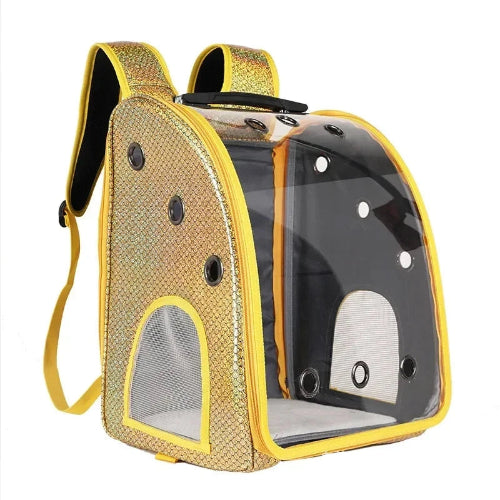 Sac à dos jaune et bulle transparente pour transporter votre Chihuahua - pour emmener partout votre petit chien ou chat