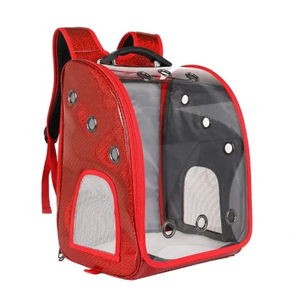 Sac à dos rouge et bulle transparente pour transporter votre Chihuahua - pour emmener partout votre petit chien ou chat