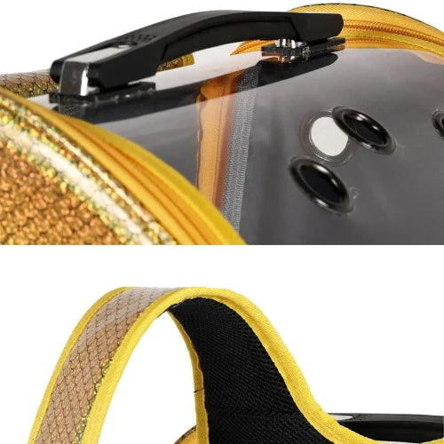 Sac à dos jaune et bulle transparente pour transporter votre Chihuahua - pour emmener partout votre petit chien ou chat