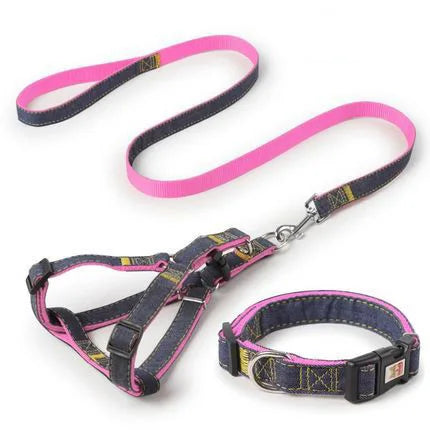 Chihuahua Harness: Black and Pink Set