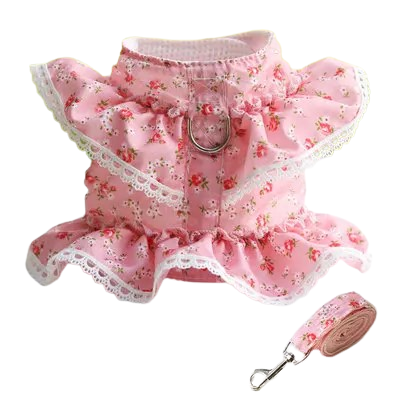 Chihuahua-Geschirr: Rosa Kleid + Leine