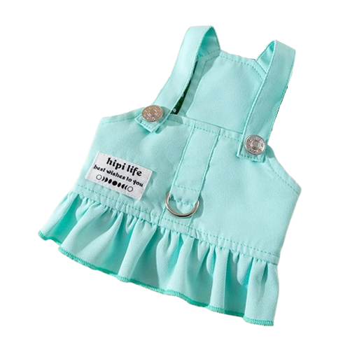 Chihuahua-Geschirr: Grünes Kleid + Leine
