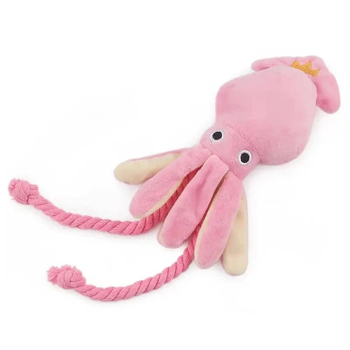 Jouet pour Chihuahua : peluche en forme de poulpe rose – Idéal pour occuper et divertir votre petit chien ou chat