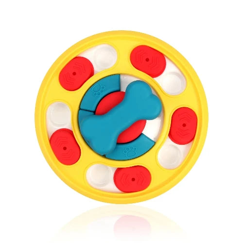 Jouet pour Chihuahua : puzzle interactif avec croquettes jaune – Idéal pour stimuler et divertir votre petit chien ou chat