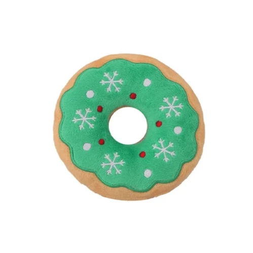 Jouet pour Chihuahua à mâcher : peluche en forme de donut vert – Idéal pour stimuler et divertir votre petit chien ou chat