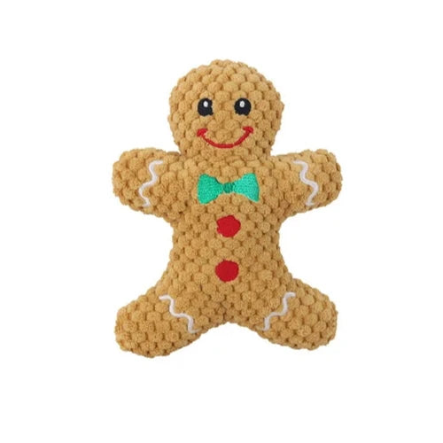 Jouet pour Chihuahua à mâcher : peluche en forme de pain d'épices de noël – Idéal pour stimuler votre petit chien ou chat