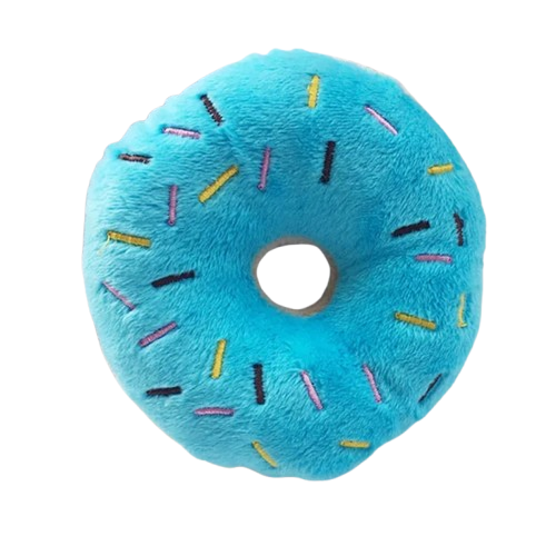 Jouet pour Chihuahua à mâcher : peluche en forme de donut bleu – Idéal pour stimuler et divertir votre petit chien ou chat