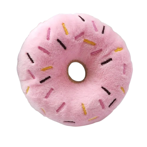 Jouet pour Chihuahua à mâcher : peluche en forme de donut rose – Idéal pour stimuler et divertir votre petit chien ou chat