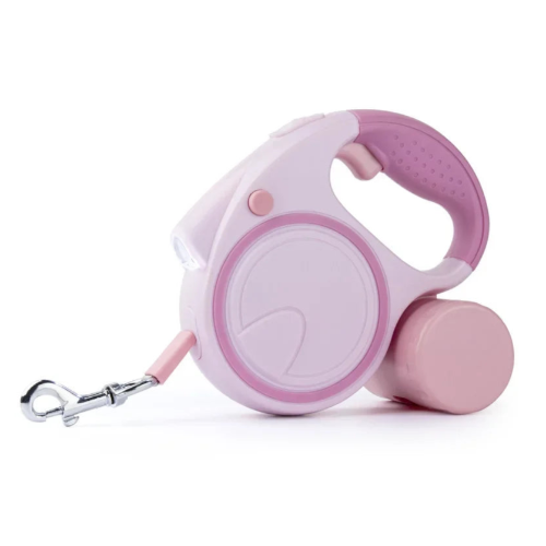 Laisse Chihuahua : Rose Rétractable avec Sacs