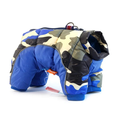 Manteau Chihuahua : Combinaison Rembourrée Bleu Camouflage