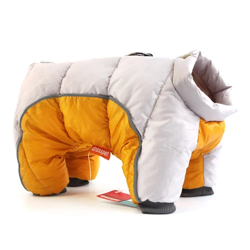 Chihuahua Coat: Grey &amp; Yellow Padded Jumpsuit
