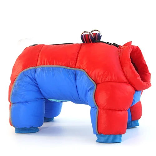 Chihuahua Coat: Red &amp; Blue Padded Jumpsuit