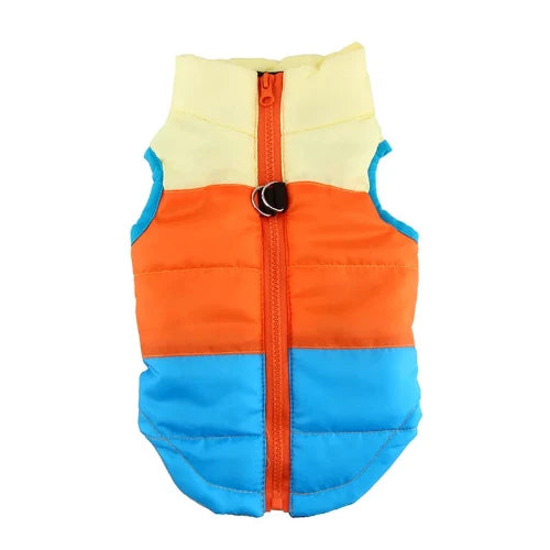 Manteau pour Chihuahua : doudoune beige orange bleu – Confortable, parfait pour protéger votre petit chien ou chat pendant les promenades