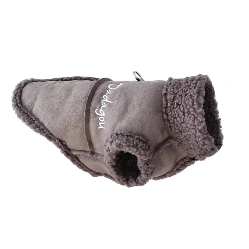 Chihuahua Coat: Grey Fur Down Jacket