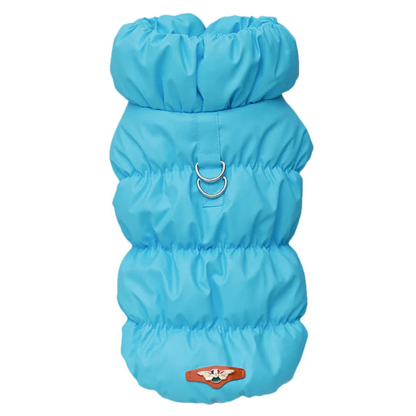 Chihuahua-Mantel: Hellblaue wattierte Steppjacke