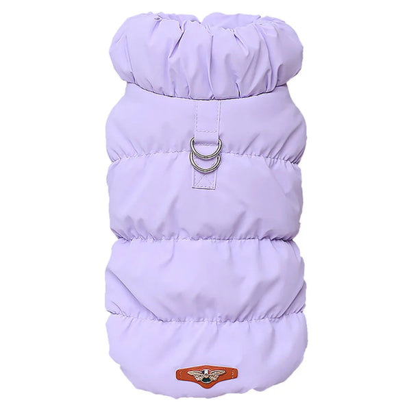 Chihuahua-Mantel: Lila wattierte Steppjacke