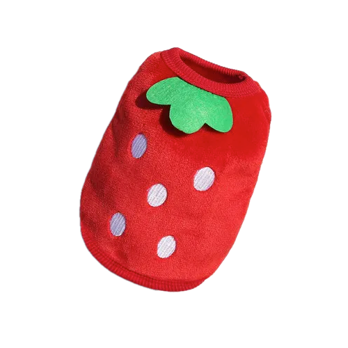 Manteau pour Chihuahua : pull rouge avec motifs fraises – Confortable, parfait pour protéger votre petit chien ou chat pendant les promenades