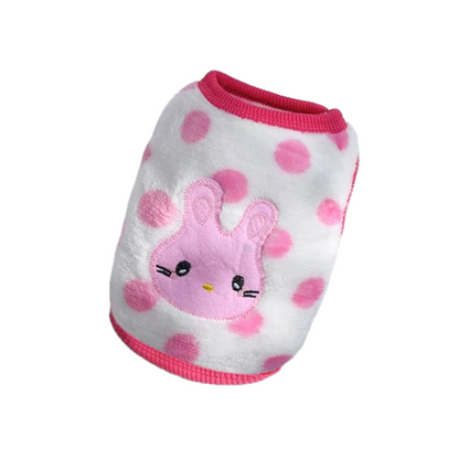 Manteau pour Chihuahua : pull blanc et rose avec motifs lapin – Confortable, parfait pour protéger votre petit chien ou chat pendant les promenades