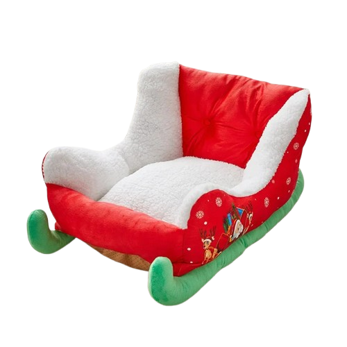 Niche pour Chihuahua : Luge de Noël – Confort maximal avec intérieur moelleux, parfait pour les petits chiens ou chats