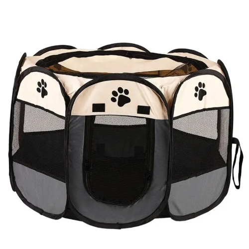 Niche pour Chihuahua : Parc pliable noir et blanc – Pratique pour offrir à votre petit chien ou chat un espace sécurisé
