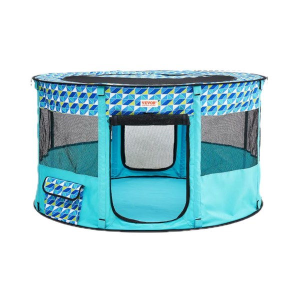 Niche Chihuahua : Grand parc pliable rond bleu