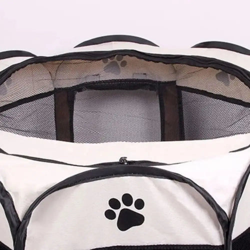 Niche pour Chihuahua : Parc pliable noir et blanc – Pratique pour offrir à votre petit chien ou chat un espace sécurisé - zoom