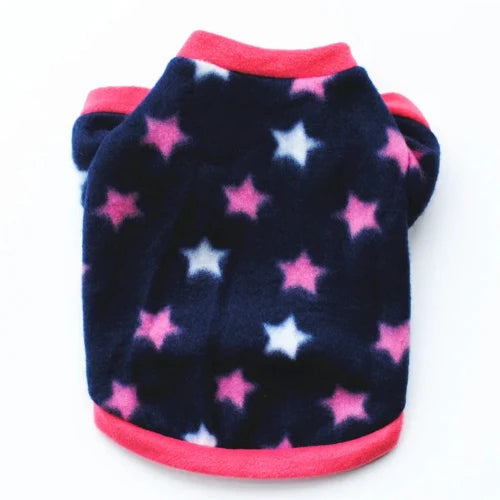 Pull pour Chihuahua bleu avec motifs étoiles roses et blanches – vêtement parfait pour garder votre petit chien ou chat au chaud
