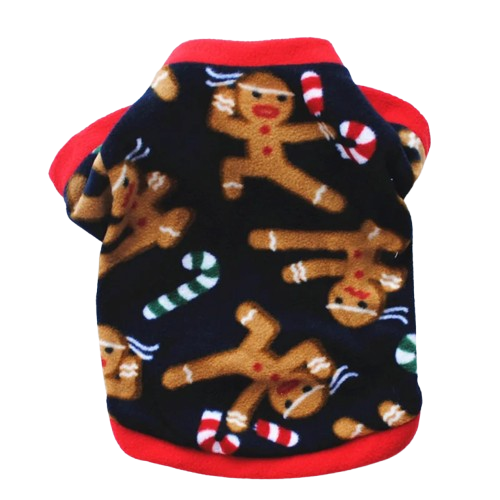 Pull pour Chihuahua bleu motifs pain d'épices noël – Confortable, vêtement parfait pour garder votre petit chien ou chat au chaud