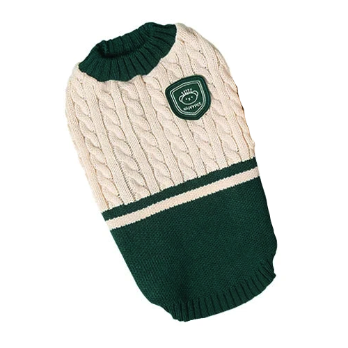 Pull pour Chihuahua style golf couleur beige et vert – Confortable, vêtement parfait pour garder votre petit chien ou chat au chaud