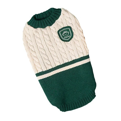 Pull pour Chihuahua style golf couleur beige et vert – Confortable, vêtement parfait pour garder votre petit chien ou chat au chaud