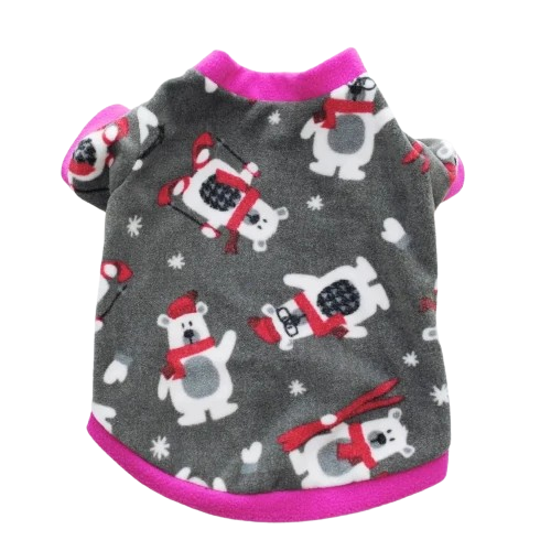 Pull pour Chihuahua gris et violet avec motifs ours blancs noël – vêtement parfait pour garder votre petit chien ou chat au chaud